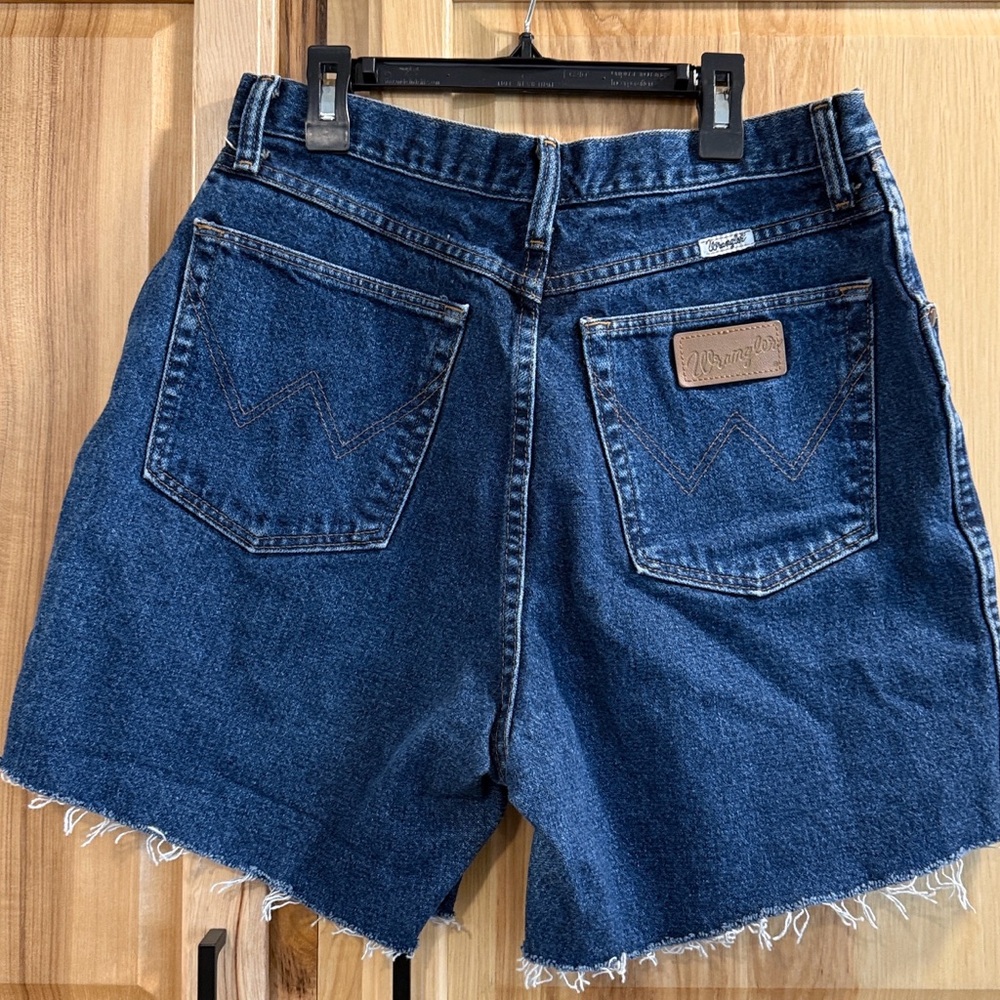 Vintage Wrangler Dark Blue Cut Off Hem Denim Cowgirl Western Shorts Sz 13/14